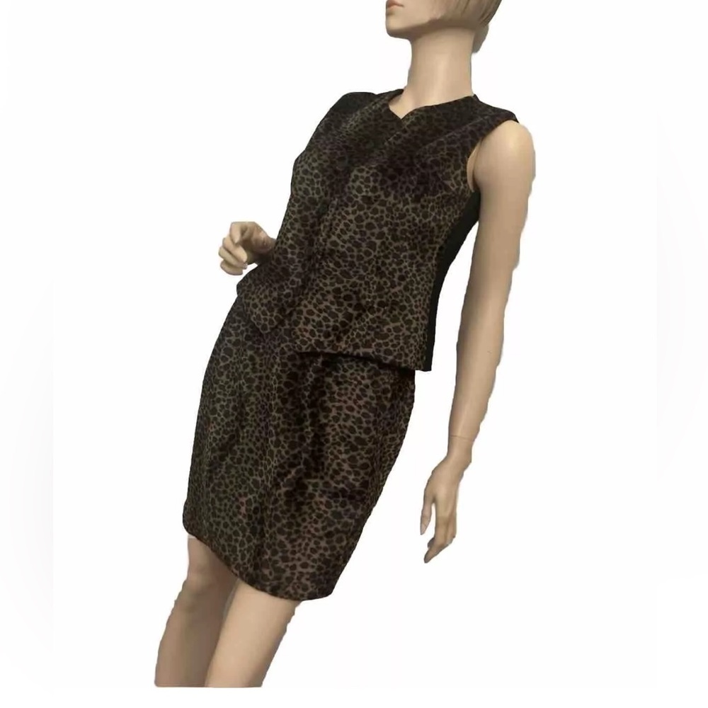 Women’s Vintage‎ Alex Garfield Leopard Waistcoat Tuxedo Vest and skirt size 4